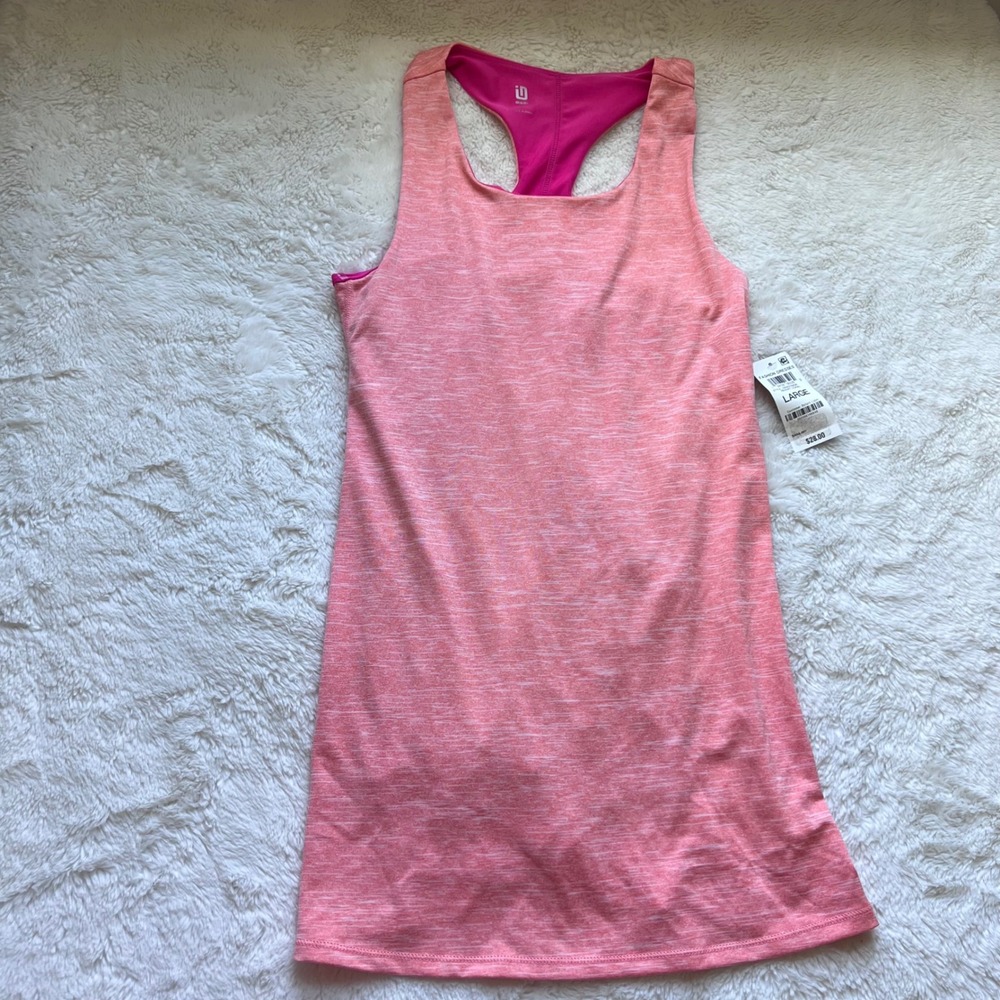 Ideology Womens Active Dress Resort Coral‎ Space Dye Built-in Shorts Large NEW